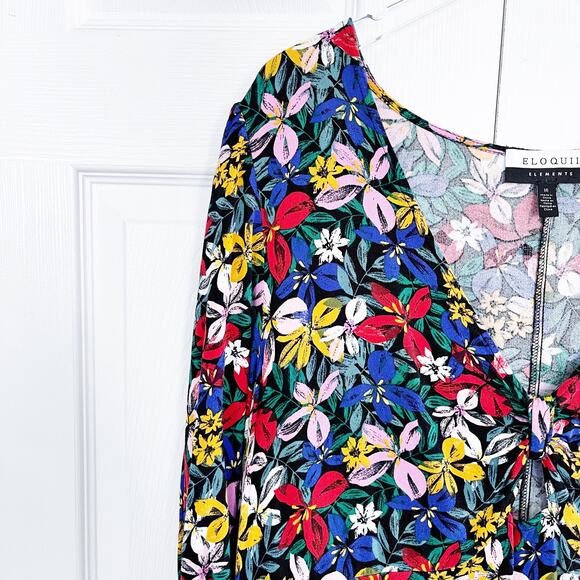 Eloquii Elements Knot Front Floral Dress - Picture 3 of 9